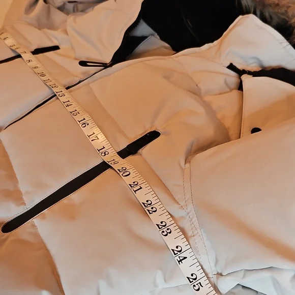 Noize Women's Cream Puffer Coat with Vegan Fur - Picture 11 of 12